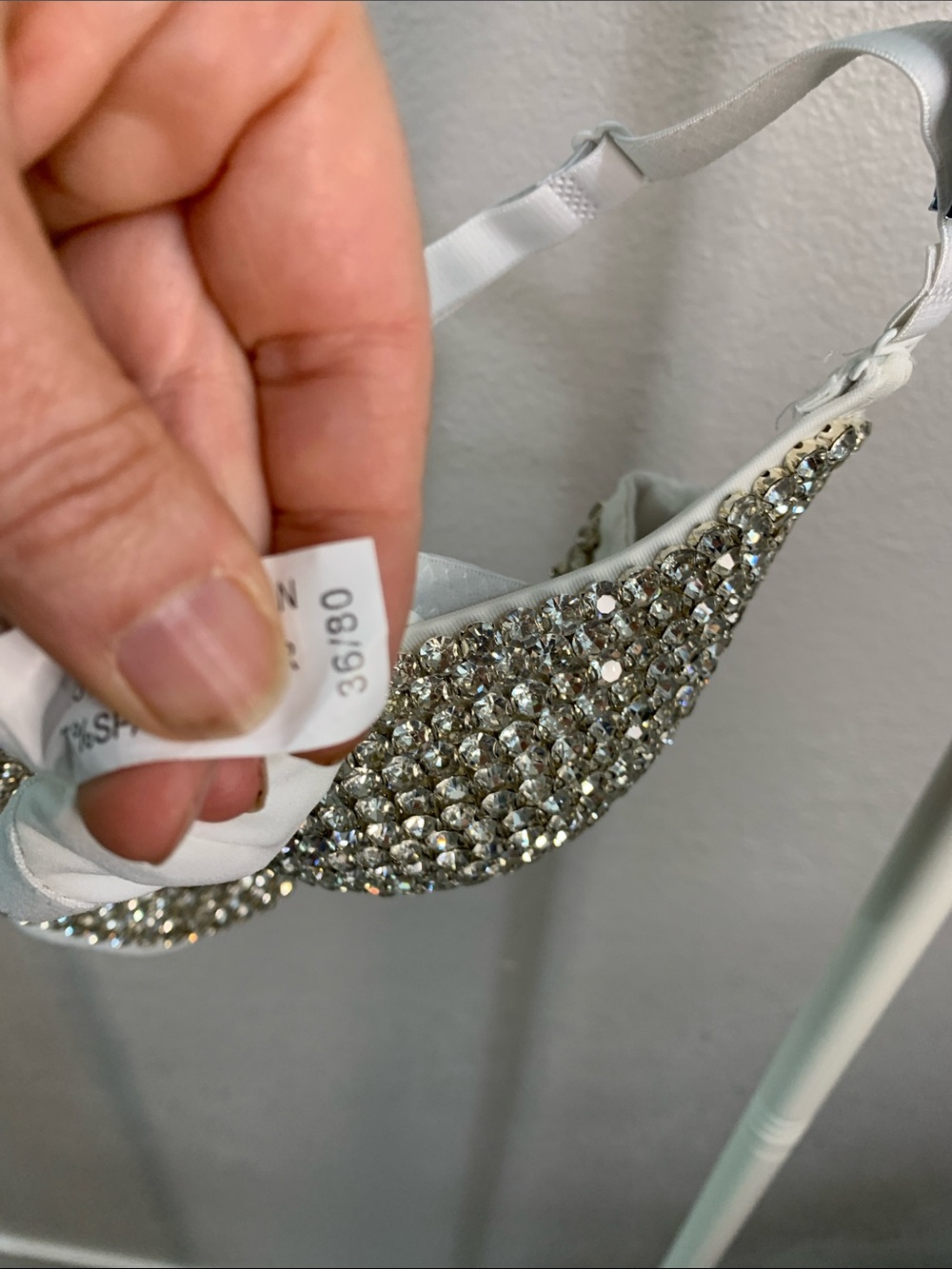 Crystal-Embellished Sequin Bustier Top - Silver - Picture 8 of 9